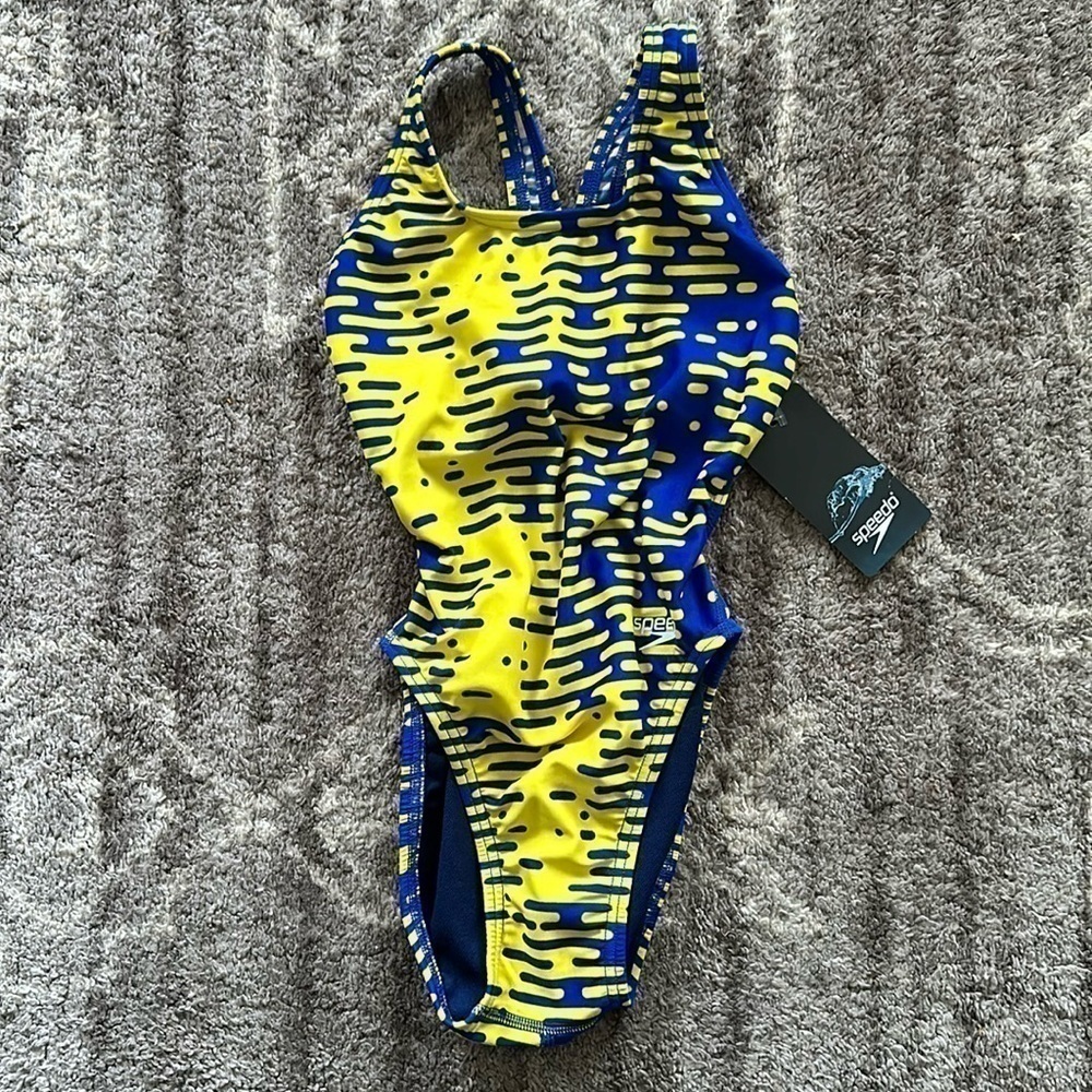 NWT Speedo Pro LT One Piece Swimsuit Sapphire Gold 20